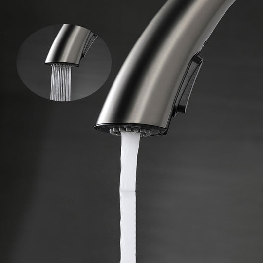 Modern Style Kitchen Faucet 304 Stainless Steel Single Handle Gooseneck Kitchen Faucet Clearhalo 'Home Improvement' 'home_improvement' 'home_improvement_kitchen_faucets' 'Kitchen Faucets' 'Kitchen Remodel & Kitchen Fixtures' 'Kitchen Sinks & Faucet Components' 'kitchen_faucets' 6327627
