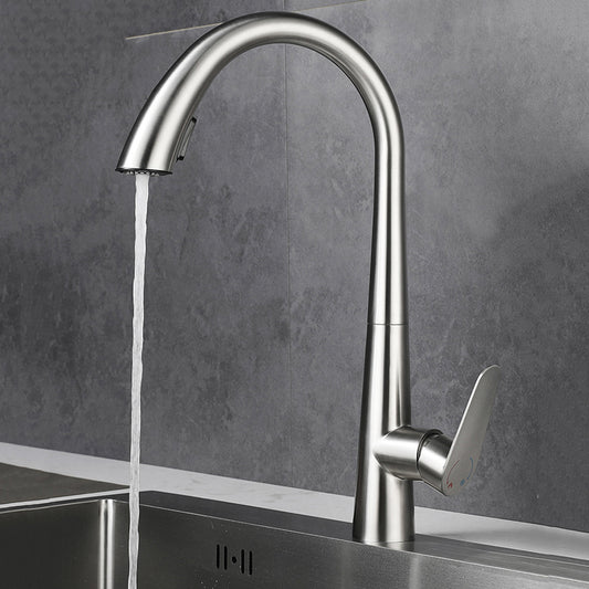 Modern Style Kitchen Faucet 304 Stainless Steel Single Handle Gooseneck Kitchen Faucet Clearhalo 'Home Improvement' 'home_improvement' 'home_improvement_kitchen_faucets' 'Kitchen Faucets' 'Kitchen Remodel & Kitchen Fixtures' 'Kitchen Sinks & Faucet Components' 'kitchen_faucets' 6327628
