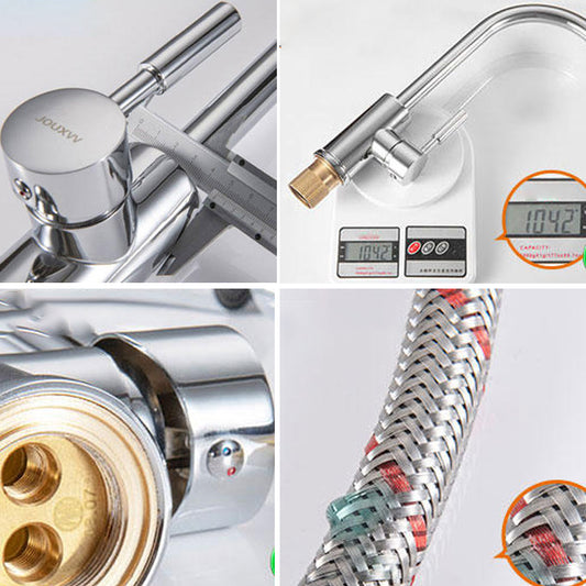Modern Kitchen Faucet Brass Lever Handles Swivel Spout Bar Prep Kitchen Faucet Clearhalo 'Home Improvement' 'home_improvement' 'home_improvement_kitchen_faucets' 'Kitchen Faucets' 'Kitchen Remodel & Kitchen Fixtures' 'Kitchen Sinks & Faucet Components' 'kitchen_faucets' 6327660