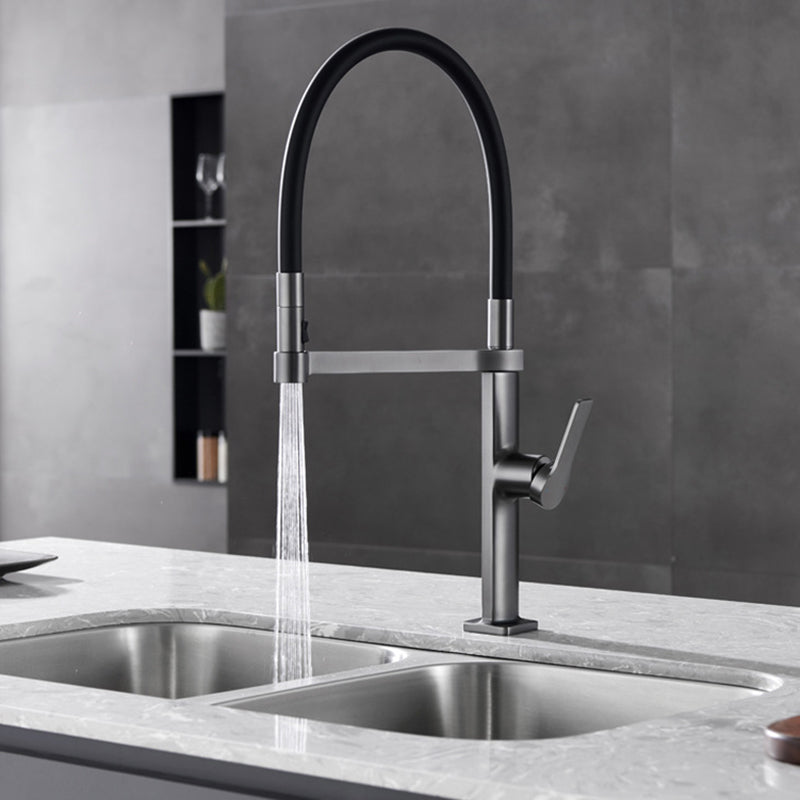 Modern Kitchen Sink Faucet Stainless Steel Single Handle High Arc Kitchen Faucet Silver/Gray Clearhalo 'Home Improvement' 'home_improvement' 'home_improvement_kitchen_faucets' 'Kitchen Faucets' 'Kitchen Remodel & Kitchen Fixtures' 'Kitchen Sinks & Faucet Components' 'kitchen_faucets' 6327676