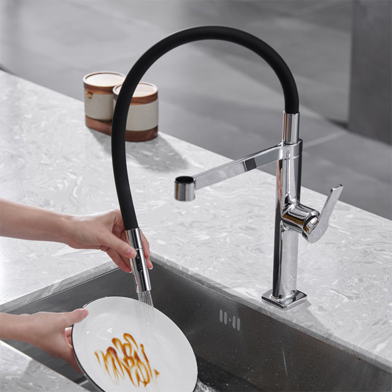 Modern Kitchen Sink Faucet Stainless Steel Single Handle High Arc Kitchen Faucet Silver Clearhalo 'Home Improvement' 'home_improvement' 'home_improvement_kitchen_faucets' 'Kitchen Faucets' 'Kitchen Remodel & Kitchen Fixtures' 'Kitchen Sinks & Faucet Components' 'kitchen_faucets' 6327680