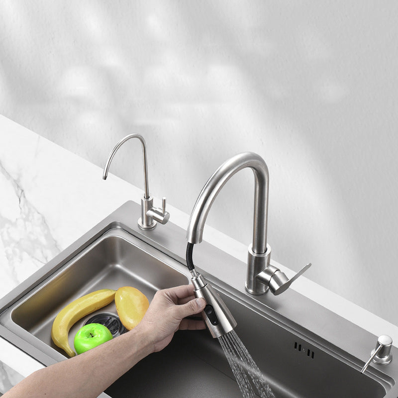 Modern Kitchen Sink Stainless Steel with Accessories and Faucet Top-Mount Workstation Sink Clearhalo 'Home Improvement' 'home_improvement' 'home_improvement_kitchen_sinks' 'Kitchen Remodel & Kitchen Fixtures' 'Kitchen Sinks & Faucet Components' 'Kitchen Sinks' 'kitchen_sinks' 6327794