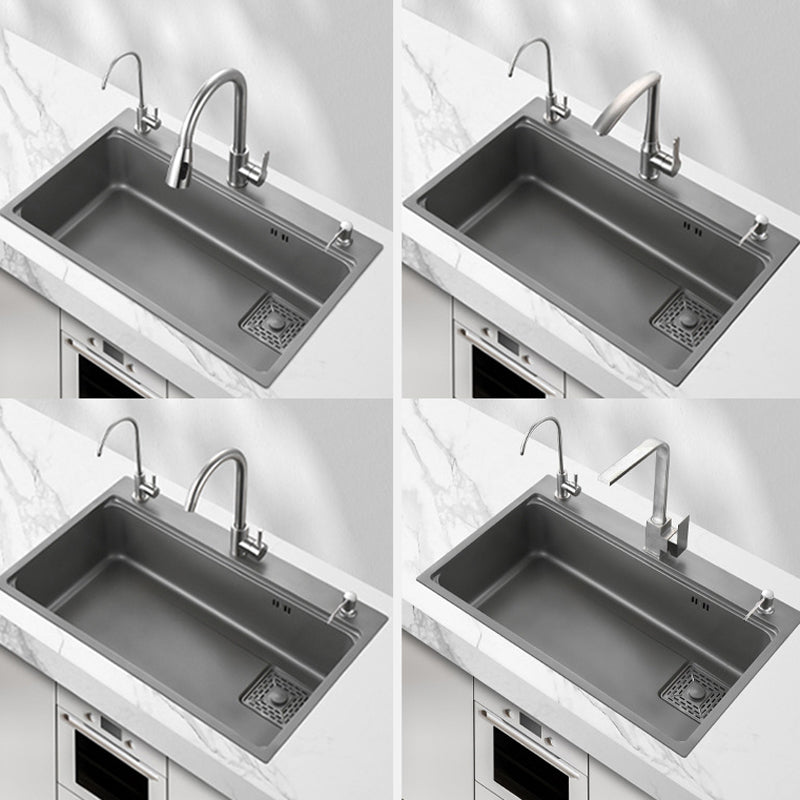 Modern Kitchen Sink Stainless Steel with Accessories and Faucet Top-Mount Workstation Sink Clearhalo 'Home Improvement' 'home_improvement' 'home_improvement_kitchen_sinks' 'Kitchen Remodel & Kitchen Fixtures' 'Kitchen Sinks & Faucet Components' 'Kitchen Sinks' 'kitchen_sinks' 6327806