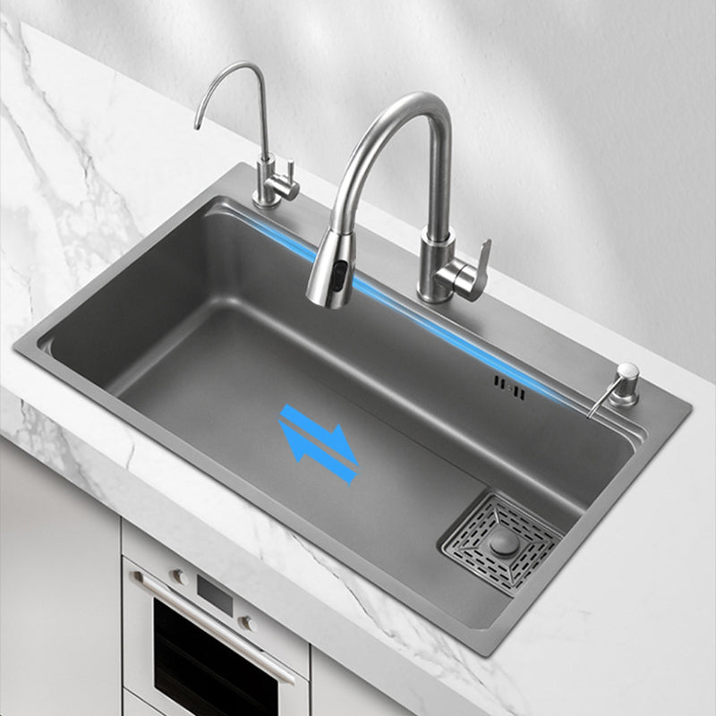 Modern Kitchen Sink Stainless Steel with Accessories and Faucet Top-Mount Workstation Sink Clearhalo 'Home Improvement' 'home_improvement' 'home_improvement_kitchen_sinks' 'Kitchen Remodel & Kitchen Fixtures' 'Kitchen Sinks & Faucet Components' 'Kitchen Sinks' 'kitchen_sinks' 6327807