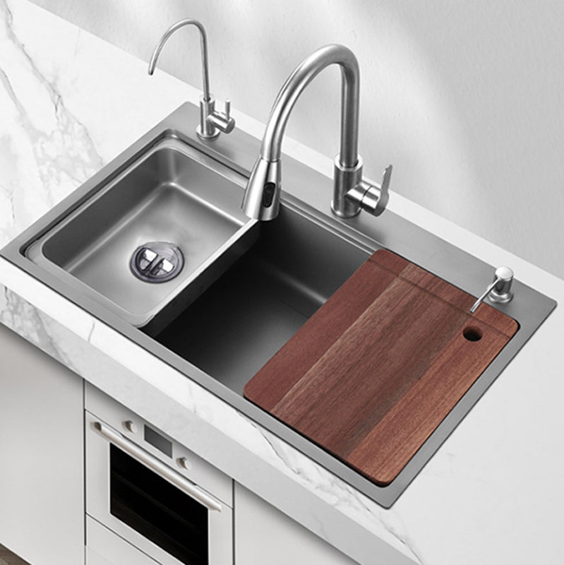 Modern Kitchen Sink Stainless Steel with Accessories and Faucet Top-Mount Workstation Sink Clearhalo 'Home Improvement' 'home_improvement' 'home_improvement_kitchen_sinks' 'Kitchen Remodel & Kitchen Fixtures' 'Kitchen Sinks & Faucet Components' 'Kitchen Sinks' 'kitchen_sinks' 6327809