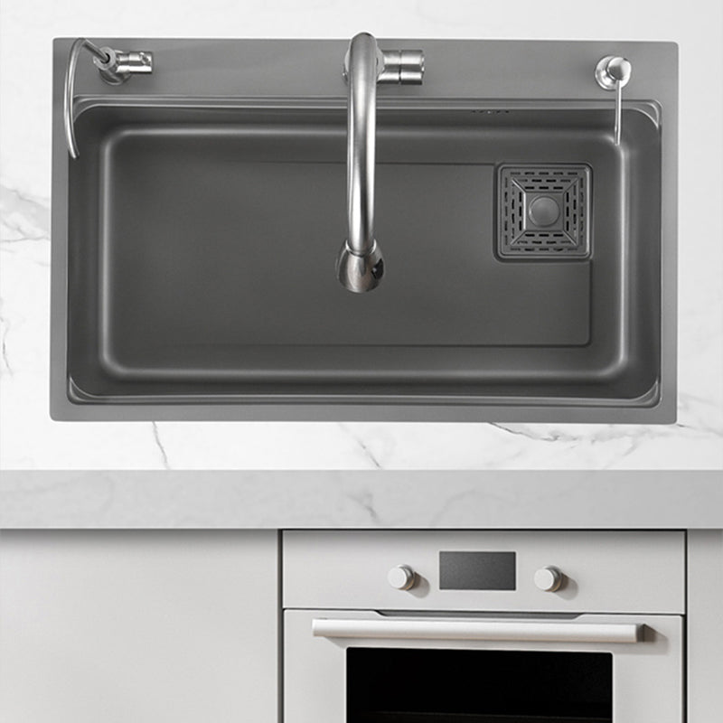 Modern Kitchen Sink Stainless Steel with Accessories and Faucet Top-Mount Workstation Sink Clearhalo 'Home Improvement' 'home_improvement' 'home_improvement_kitchen_sinks' 'Kitchen Remodel & Kitchen Fixtures' 'Kitchen Sinks & Faucet Components' 'Kitchen Sinks' 'kitchen_sinks' 6327810