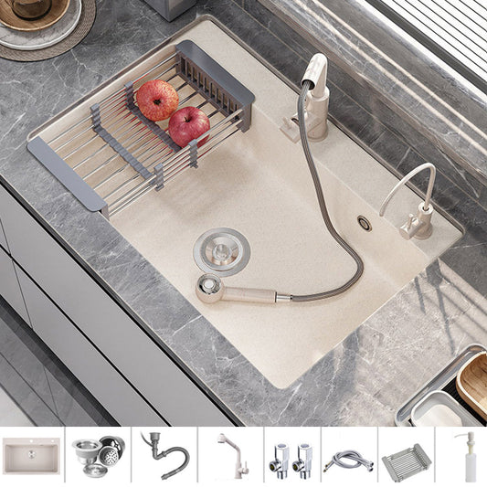 Modern Kitchen Sink Quartz Drop-In with Accessories and Faucet Kitchen Bar Sink Sink with Faucet