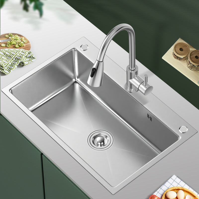 Contemporary Kitchen Sink Stainless Steel Kitchen Sink with Drain Strainer Kit Clearhalo 'Home Improvement' 'home_improvement' 'home_improvement_kitchen_sinks' 'Kitchen Remodel & Kitchen Fixtures' 'Kitchen Sinks & Faucet Components' 'Kitchen Sinks' 'kitchen_sinks' 6327836