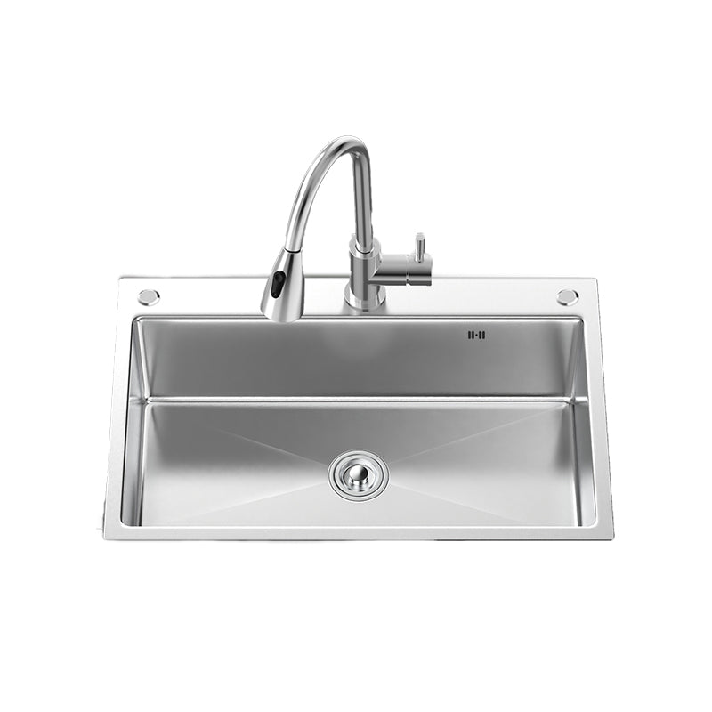 Contemporary Kitchen Sink Stainless Steel Kitchen Sink with Drain Strainer Kit Clearhalo 'Home Improvement' 'home_improvement' 'home_improvement_kitchen_sinks' 'Kitchen Remodel & Kitchen Fixtures' 'Kitchen Sinks & Faucet Components' 'Kitchen Sinks' 'kitchen_sinks' 6327843