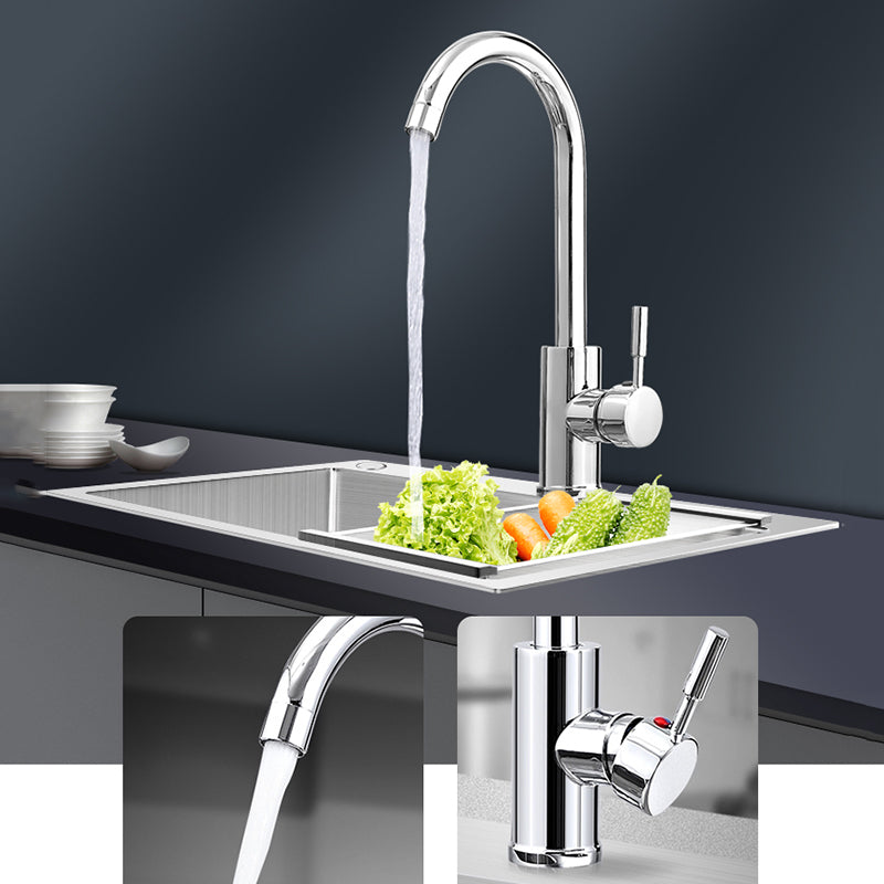 Contemporary Kitchen Sink Stainless Steel Kitchen Sink with Drain Strainer Kit Clearhalo 'Home Improvement' 'home_improvement' 'home_improvement_kitchen_sinks' 'Kitchen Remodel & Kitchen Fixtures' 'Kitchen Sinks & Faucet Components' 'Kitchen Sinks' 'kitchen_sinks' 6327851