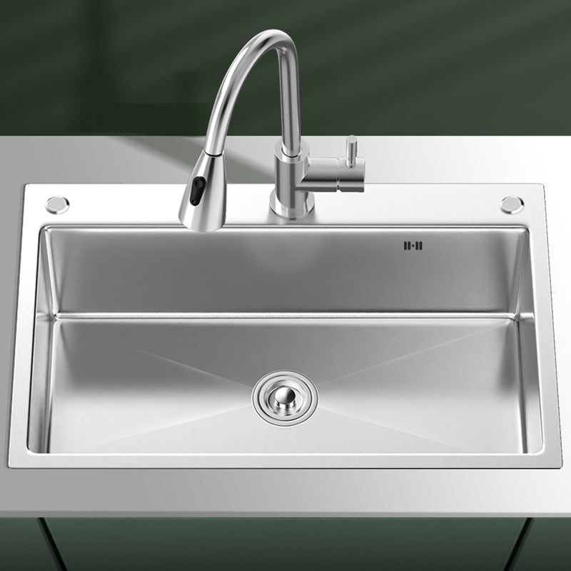 Contemporary Kitchen Sink Stainless Steel Kitchen Sink with Drain Strainer Kit Clearhalo 'Home Improvement' 'home_improvement' 'home_improvement_kitchen_sinks' 'Kitchen Remodel & Kitchen Fixtures' 'Kitchen Sinks & Faucet Components' 'Kitchen Sinks' 'kitchen_sinks' 6327852