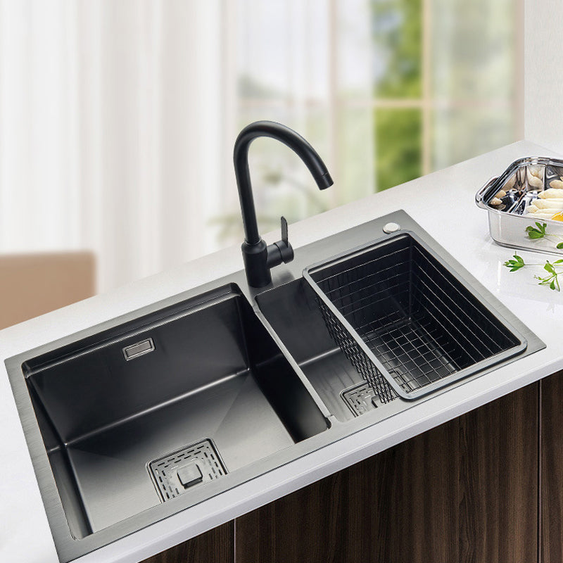 Modern Workstation Sink Stainless Steel Cutting-Board and Faucet Kitchen Sink Clearhalo 'Home Improvement' 'home_improvement' 'home_improvement_kitchen_sinks' 'Kitchen Remodel & Kitchen Fixtures' 'Kitchen Sinks & Faucet Components' 'Kitchen Sinks' 'kitchen_sinks' 6327860