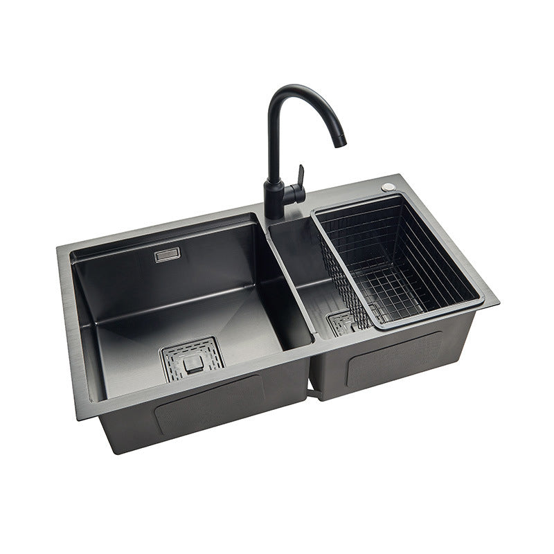 Modern Workstation Sink Stainless Steel Cutting-Board and Faucet Kitchen Sink Clearhalo 'Home Improvement' 'home_improvement' 'home_improvement_kitchen_sinks' 'Kitchen Remodel & Kitchen Fixtures' 'Kitchen Sinks & Faucet Components' 'Kitchen Sinks' 'kitchen_sinks' 6327864