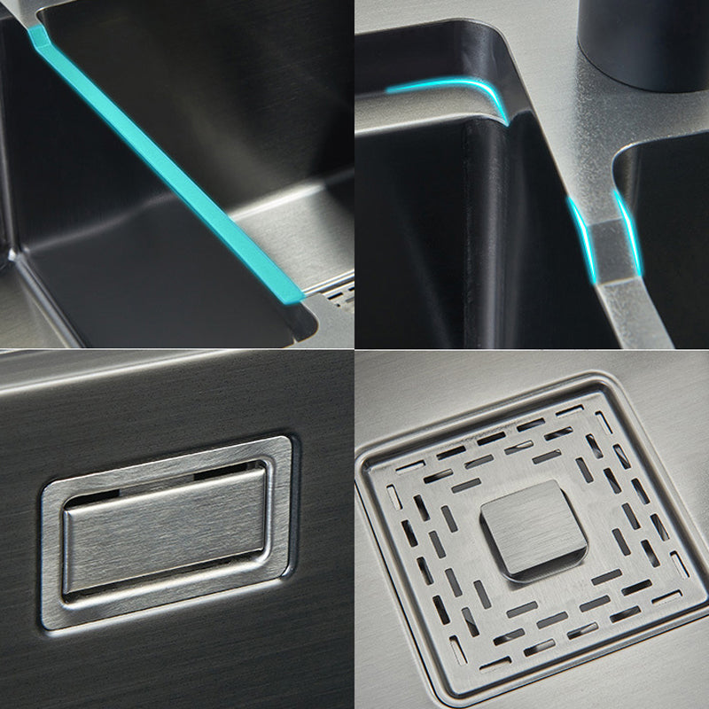 Modern Workstation Sink Stainless Steel Cutting-Board and Faucet Kitchen Sink Clearhalo 'Home Improvement' 'home_improvement' 'home_improvement_kitchen_sinks' 'Kitchen Remodel & Kitchen Fixtures' 'Kitchen Sinks & Faucet Components' 'Kitchen Sinks' 'kitchen_sinks' 6327866