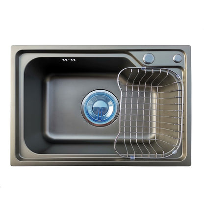 Modern Sink Only Stainless Steel with Basket Strainer and Strainer Kitchen Sink 24.4"L x 16.9"W x 8.7"H Clearhalo 'Home Improvement' 'home_improvement' 'home_improvement_kitchen_sinks' 'Kitchen Remodel & Kitchen Fixtures' 'Kitchen Sinks & Faucet Components' 'Kitchen Sinks' 'kitchen_sinks' 6327897