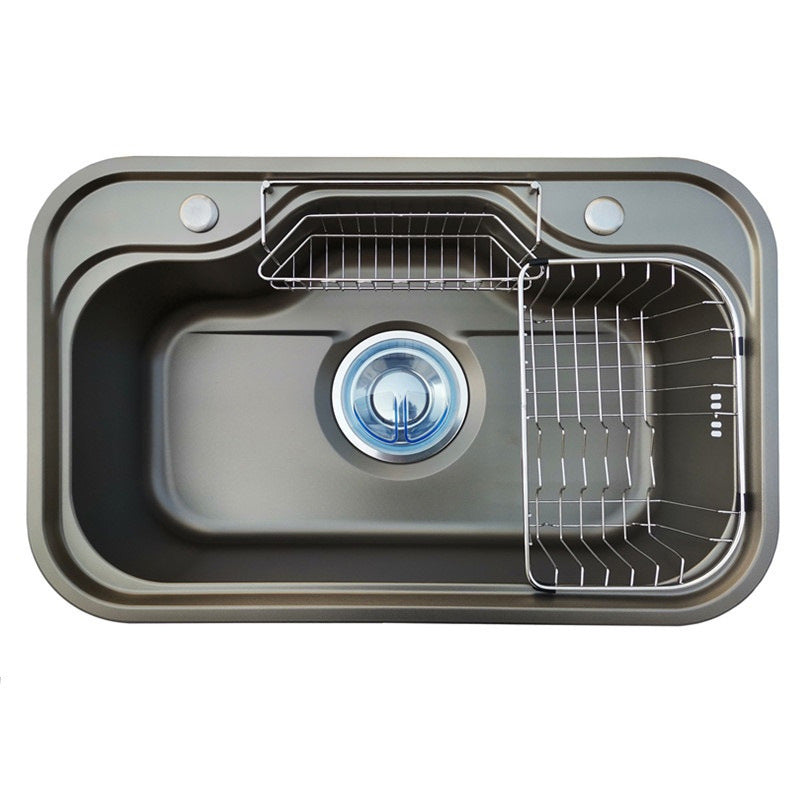 Modern Sink Only Stainless Steel with Basket Strainer and Strainer Kitchen Sink 29.5"L x 18.9"W x 8.7"H Clearhalo 'Home Improvement' 'home_improvement' 'home_improvement_kitchen_sinks' 'Kitchen Remodel & Kitchen Fixtures' 'Kitchen Sinks & Faucet Components' 'Kitchen Sinks' 'kitchen_sinks' 6327898
