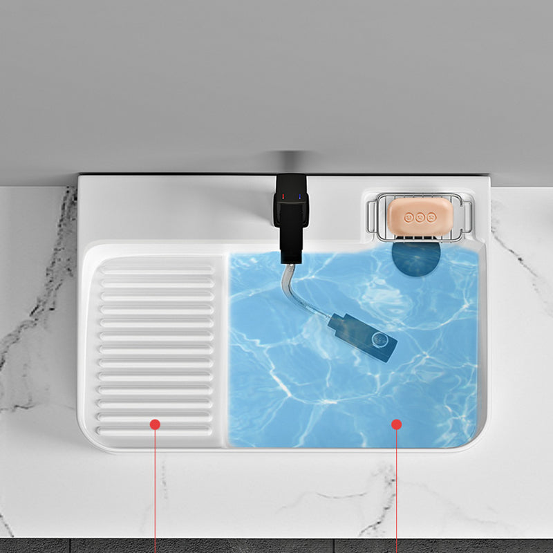 Contemporary Bathroom Sink Porcelain Solid Color Rectangular Vessel Sink with Pop-Up Drain Clearhalo 'Bathroom Remodel & Bathroom Fixtures' 'Bathroom Sinks & Faucet Components' 'Bathroom Sinks' 'bathroom_sink' 'Home Improvement' 'home_improvement' 'home_improvement_bathroom_sink' 6327918