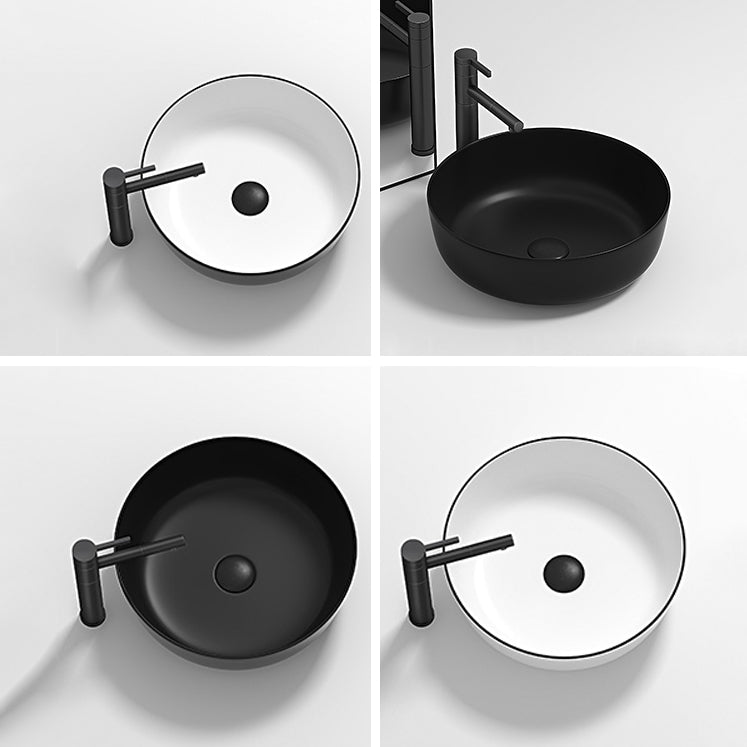 Modern Bathroom Sink Pop-Up Drain Porcelain Round Vessel Lavatory Sink Clearhalo 'Bathroom Remodel & Bathroom Fixtures' 'Bathroom Sinks & Faucet Components' 'Bathroom Sinks' 'bathroom_sink' 'Home Improvement' 'home_improvement' 'home_improvement_bathroom_sink' 6327952