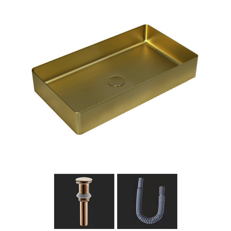 Modern Bathroom Sink Metal Rectangular Vessel Bathroom Sink with Pop-Up Drain Bronze Sink Clearhalo 'Bathroom Remodel & Bathroom Fixtures' 'Bathroom Sinks & Faucet Components' 'Bathroom Sinks' 'bathroom_sink' 'Home Improvement' 'home_improvement' 'home_improvement_bathroom_sink' 6327964
