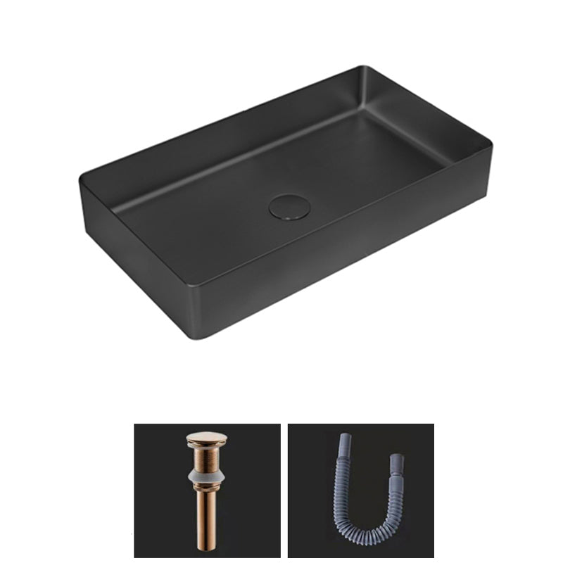 Modern Bathroom Sink Metal Rectangular Vessel Bathroom Sink with Pop-Up Drain Black Sink Clearhalo 'Bathroom Remodel & Bathroom Fixtures' 'Bathroom Sinks & Faucet Components' 'Bathroom Sinks' 'bathroom_sink' 'Home Improvement' 'home_improvement' 'home_improvement_bathroom_sink' 6327965