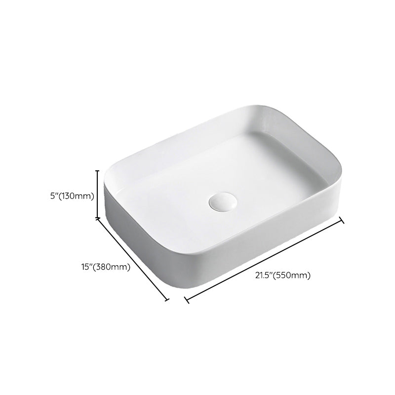 Modern Bathroom Sink Rectangular Porcelain with Pop-Up Drain Vessel Lavatory Sink Clearhalo 'Bathroom Remodel & Bathroom Fixtures' 'Bathroom Sinks & Faucet Components' 'Bathroom Sinks' 'bathroom_sink' 'Home Improvement' 'home_improvement' 'home_improvement_bathroom_sink' 6327987