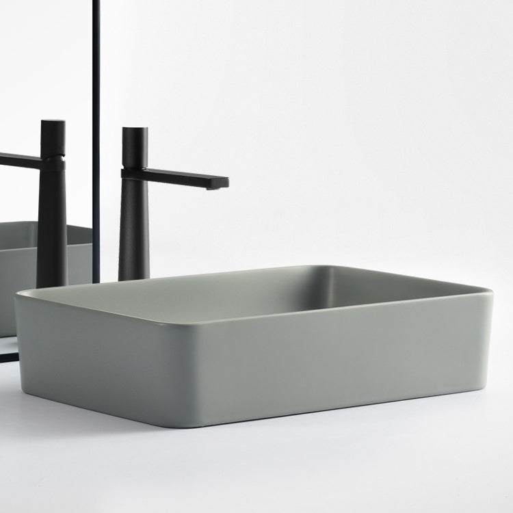 Modern Bathroom Sink Porcelain Rectangular with Pop-Up Drain Vessel Lavatory Sink Clearhalo 'Bathroom Remodel & Bathroom Fixtures' 'Bathroom Sinks & Faucet Components' 'Bathroom Sinks' 'bathroom_sink' 'Home Improvement' 'home_improvement' 'home_improvement_bathroom_sink' 6327992