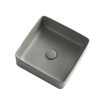 Modern Bathroom Sink Porcelain Rectangular with Pop-Up Drain Vessel Lavatory Sink 14"L x 14"W x 5"H Clearhalo 'Bathroom Remodel & Bathroom Fixtures' 'Bathroom Sinks & Faucet Components' 'Bathroom Sinks' 'bathroom_sink' 'Home Improvement' 'home_improvement' 'home_improvement_bathroom_sink' 6327994