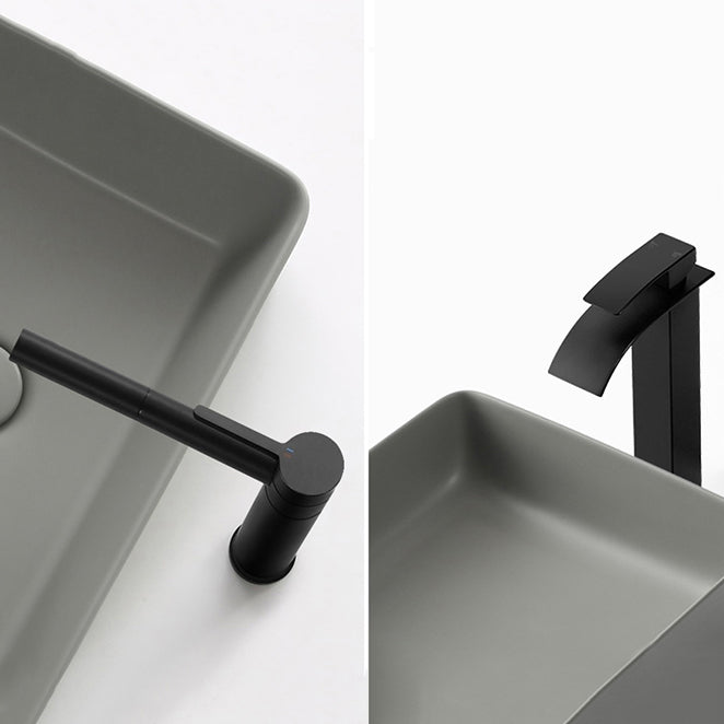 Modern Bathroom Sink Porcelain Rectangular with Pop-Up Drain Vessel Lavatory Sink Clearhalo 'Bathroom Remodel & Bathroom Fixtures' 'Bathroom Sinks & Faucet Components' 'Bathroom Sinks' 'bathroom_sink' 'Home Improvement' 'home_improvement' 'home_improvement_bathroom_sink' 6327997