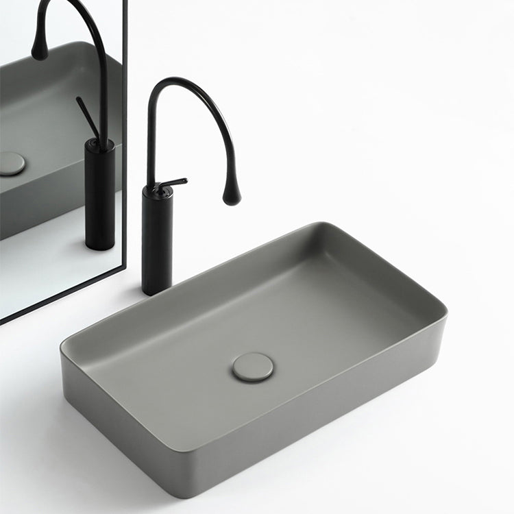 Modern Bathroom Sink Porcelain Rectangular with Pop-Up Drain Vessel Lavatory Sink Clearhalo 'Bathroom Remodel & Bathroom Fixtures' 'Bathroom Sinks & Faucet Components' 'Bathroom Sinks' 'bathroom_sink' 'Home Improvement' 'home_improvement' 'home_improvement_bathroom_sink' 6328001
