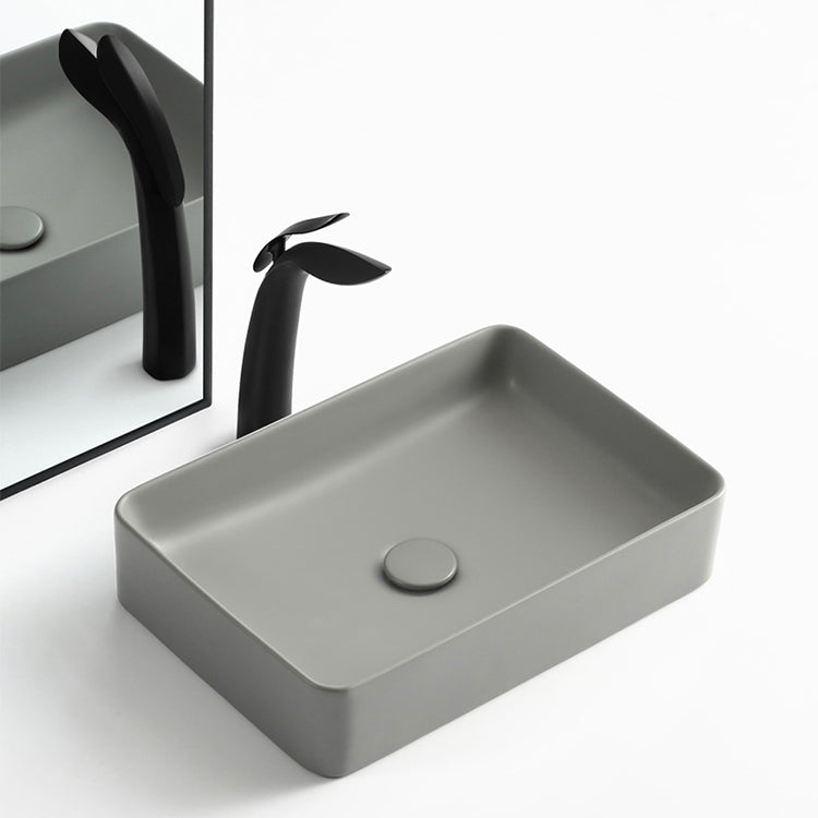 Modern Bathroom Sink Porcelain Rectangular with Pop-Up Drain Vessel Lavatory Sink Clearhalo 'Bathroom Remodel & Bathroom Fixtures' 'Bathroom Sinks & Faucet Components' 'Bathroom Sinks' 'bathroom_sink' 'Home Improvement' 'home_improvement' 'home_improvement_bathroom_sink' 6328005