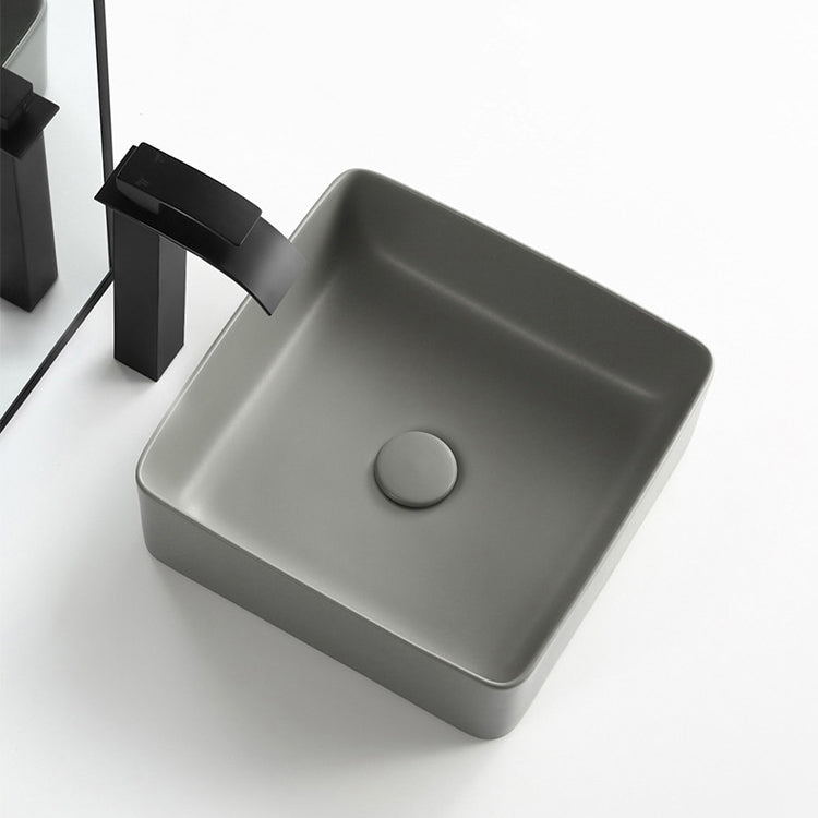 Modern Bathroom Sink Porcelain Rectangular with Pop-Up Drain Vessel Lavatory Sink Clearhalo 'Bathroom Remodel & Bathroom Fixtures' 'Bathroom Sinks & Faucet Components' 'Bathroom Sinks' 'bathroom_sink' 'Home Improvement' 'home_improvement' 'home_improvement_bathroom_sink' 6328007