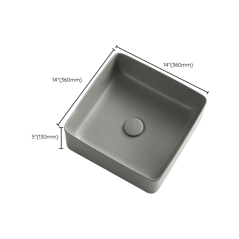 Modern Bathroom Sink Porcelain Rectangular with Pop-Up Drain Vessel Lavatory Sink Clearhalo 'Bathroom Remodel & Bathroom Fixtures' 'Bathroom Sinks & Faucet Components' 'Bathroom Sinks' 'bathroom_sink' 'Home Improvement' 'home_improvement' 'home_improvement_bathroom_sink' 6328010