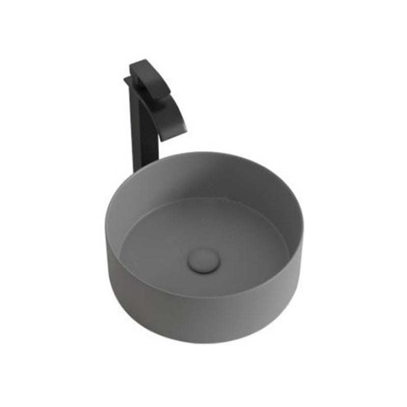 Modern Bathroom Sink Porcelain Round Wash Stand (Faucet Not Included ) Grey Clearhalo 'Bathroom Remodel & Bathroom Fixtures' 'Bathroom Sinks & Faucet Components' 'Bathroom Sinks' 'bathroom_sink' 'Home Improvement' 'home_improvement' 'home_improvement_bathroom_sink' 6328033