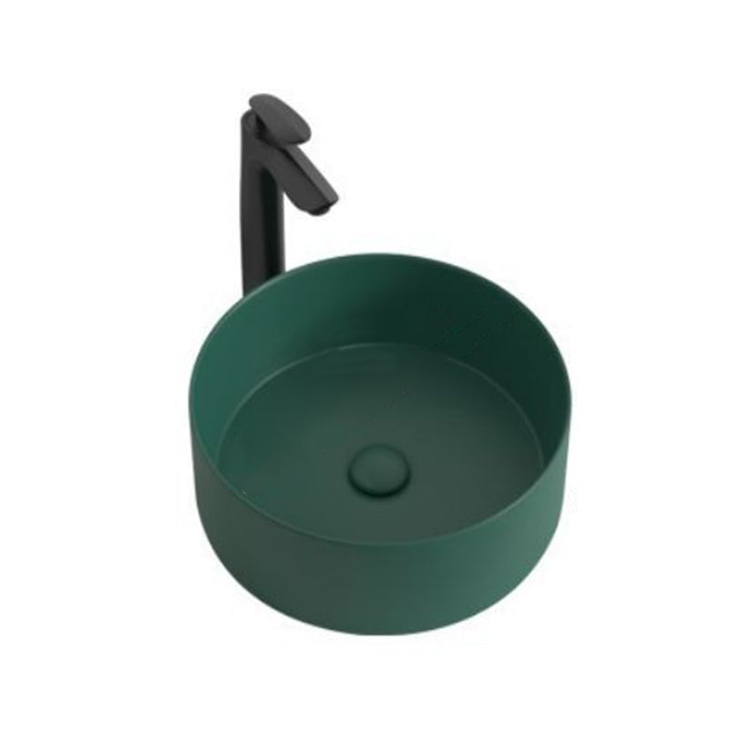 Modern Bathroom Sink Porcelain Round Wash Stand (Faucet Not Included ) Dark Green Clearhalo 'Bathroom Remodel & Bathroom Fixtures' 'Bathroom Sinks & Faucet Components' 'Bathroom Sinks' 'bathroom_sink' 'Home Improvement' 'home_improvement' 'home_improvement_bathroom_sink' 6328040