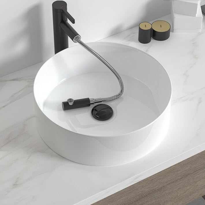 Modern Bathroom Sink Porcelain Round Wash Stand (Faucet Not Included ) Clearhalo 'Bathroom Remodel & Bathroom Fixtures' 'Bathroom Sinks & Faucet Components' 'Bathroom Sinks' 'bathroom_sink' 'Home Improvement' 'home_improvement' 'home_improvement_bathroom_sink' 6328045