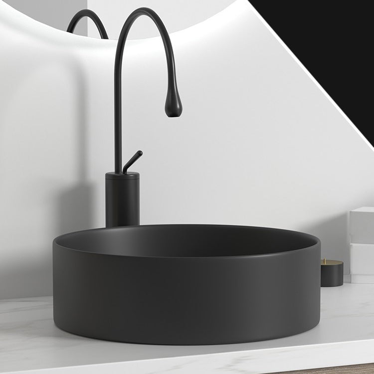 Modern Bathroom Sink Porcelain Round Wash Stand (Faucet Not Included ) Clearhalo 'Bathroom Remodel & Bathroom Fixtures' 'Bathroom Sinks & Faucet Components' 'Bathroom Sinks' 'bathroom_sink' 'Home Improvement' 'home_improvement' 'home_improvement_bathroom_sink' 6328048