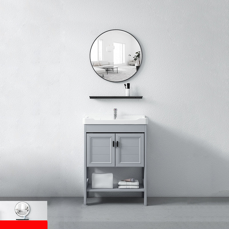 Modern Console Sink Porcelain Rectangular with Right Basin and Faucet Trough Sink 24"L x 19"W x 31"H Sink with Faucet and Mirror Clearhalo 'Bathroom Remodel & Bathroom Fixtures' 'Bathroom Sinks & Faucet Components' 'Bathroom Sinks' 'bathroom_sink' 'Home Improvement' 'home_improvement' 'home_improvement_bathroom_sink' 6328061