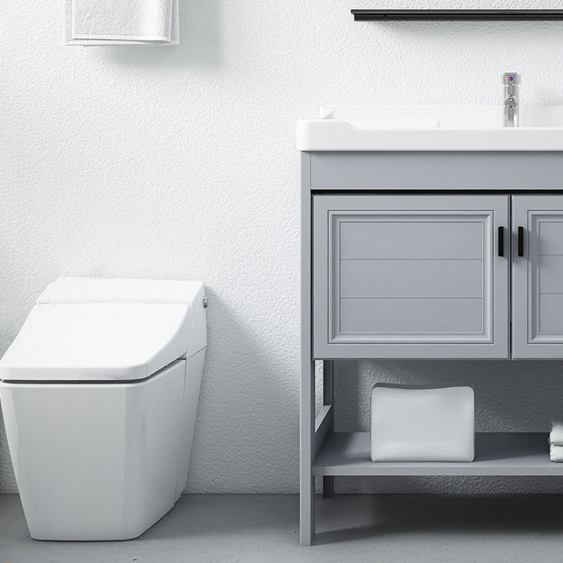 Modern Console Sink Porcelain Rectangular with Right Basin and Faucet Trough Sink Clearhalo 'Bathroom Remodel & Bathroom Fixtures' 'Bathroom Sinks & Faucet Components' 'Bathroom Sinks' 'bathroom_sink' 'Home Improvement' 'home_improvement' 'home_improvement_bathroom_sink' 6328068