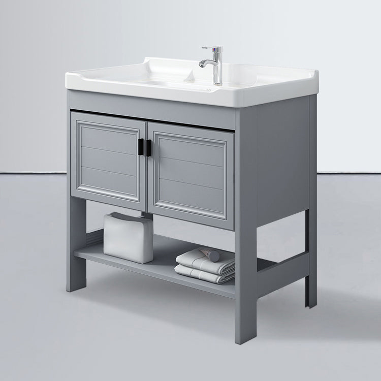 Modern Console Sink Porcelain Rectangular with Right Basin and Faucet Trough Sink Clearhalo 'Bathroom Remodel & Bathroom Fixtures' 'Bathroom Sinks & Faucet Components' 'Bathroom Sinks' 'bathroom_sink' 'Home Improvement' 'home_improvement' 'home_improvement_bathroom_sink' 6328070