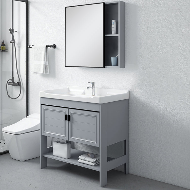 Modern Console Sink Porcelain Rectangular with Right Basin and Faucet Trough Sink Clearhalo 'Bathroom Remodel & Bathroom Fixtures' 'Bathroom Sinks & Faucet Components' 'Bathroom Sinks' 'bathroom_sink' 'Home Improvement' 'home_improvement' 'home_improvement_bathroom_sink' 6328071