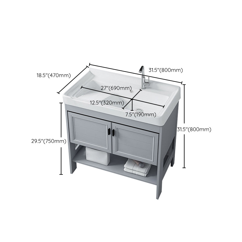 Modern Console Sink Porcelain Rectangular with Right Basin and Faucet Trough Sink Clearhalo 'Bathroom Remodel & Bathroom Fixtures' 'Bathroom Sinks & Faucet Components' 'Bathroom Sinks' 'bathroom_sink' 'Home Improvement' 'home_improvement' 'home_improvement_bathroom_sink' 6328079