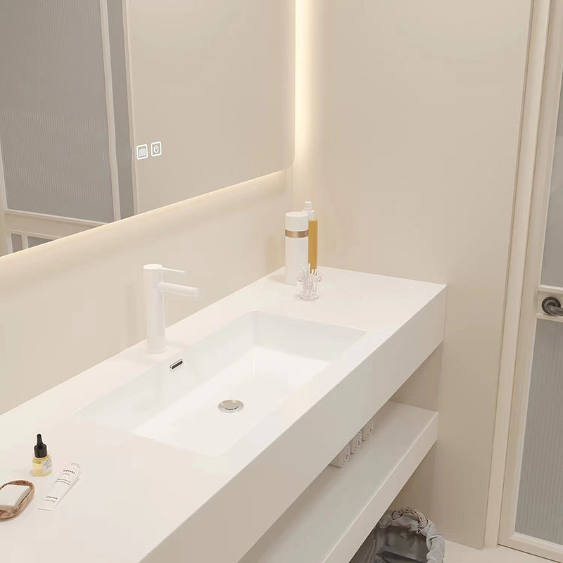 Creative Vanity Sink Mirror Wall-Mounted Bathroom Vanity Set in White Clearhalo 'Bathroom Remodel & Bathroom Fixtures' 'Bathroom Vanities' 'bathroom_vanities' 'Home Improvement' 'home_improvement' 'home_improvement_bathroom_vanities' 6328159