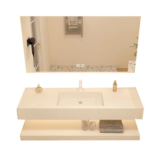 Creative Vanity Sink Mirror Wall-Mounted Bathroom Vanity Set in White Clearhalo 'Bathroom Remodel & Bathroom Fixtures' 'Bathroom Vanities' 'bathroom_vanities' 'Home Improvement' 'home_improvement' 'home_improvement_bathroom_vanities' 6328161