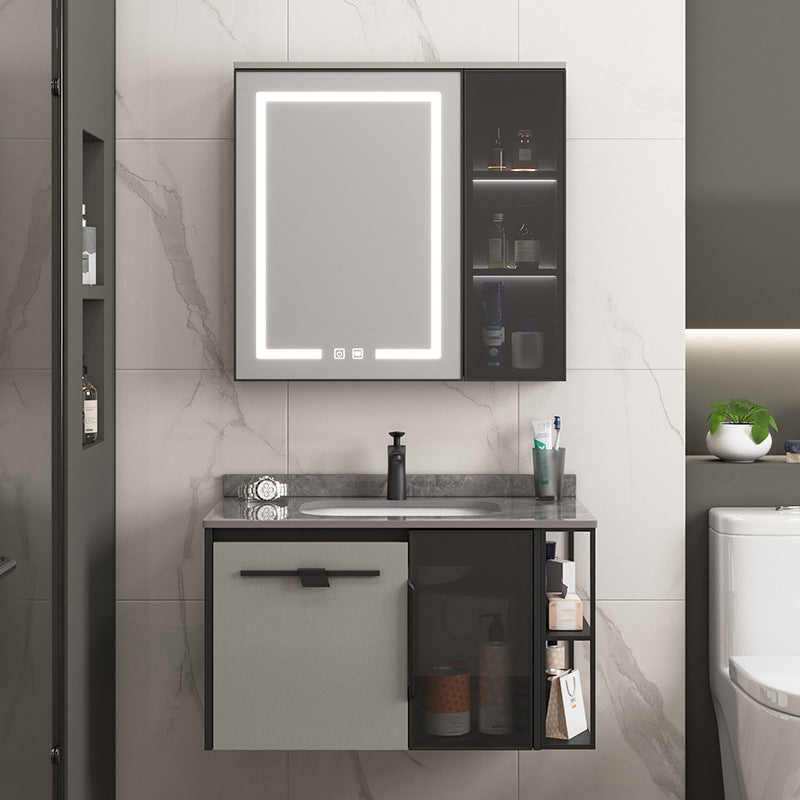 Contemporary Square Sink Cabinet Mirror Cabinet Bathroom Wall Mount Vanity Cabinet Clearhalo 'Bathroom Remodel & Bathroom Fixtures' 'Bathroom Vanities' 'bathroom_vanities' 'Home Improvement' 'home_improvement' 'home_improvement_bathroom_vanities' 6328172