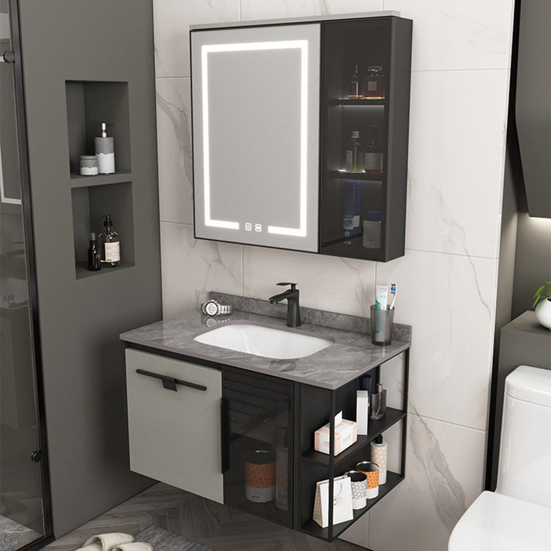 Contemporary Square Sink Cabinet Mirror Cabinet Bathroom Wall Mount Vanity Cabinet Clearhalo 'Bathroom Remodel & Bathroom Fixtures' 'Bathroom Vanities' 'bathroom_vanities' 'Home Improvement' 'home_improvement' 'home_improvement_bathroom_vanities' 6328178