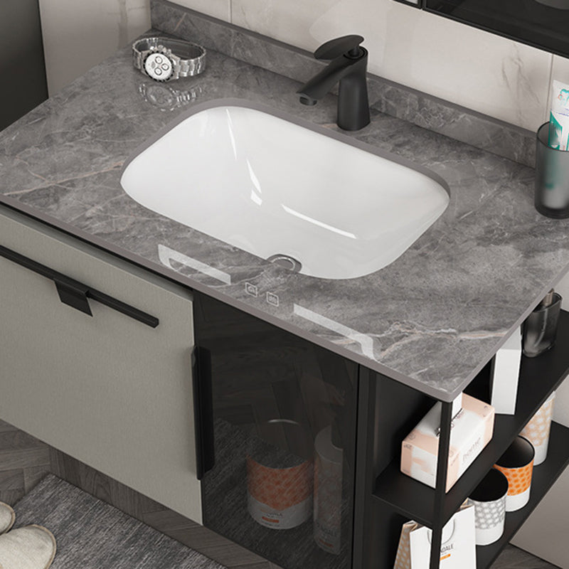 Contemporary Square Sink Cabinet Mirror Cabinet Bathroom Wall Mount Vanity Cabinet Clearhalo 'Bathroom Remodel & Bathroom Fixtures' 'Bathroom Vanities' 'bathroom_vanities' 'Home Improvement' 'home_improvement' 'home_improvement_bathroom_vanities' 6328189