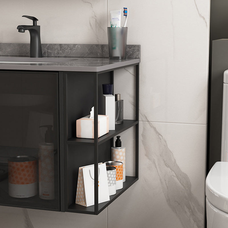 Contemporary Square Sink Cabinet Mirror Cabinet Bathroom Wall Mount Vanity Cabinet Clearhalo 'Bathroom Remodel & Bathroom Fixtures' 'Bathroom Vanities' 'bathroom_vanities' 'Home Improvement' 'home_improvement' 'home_improvement_bathroom_vanities' 6328191