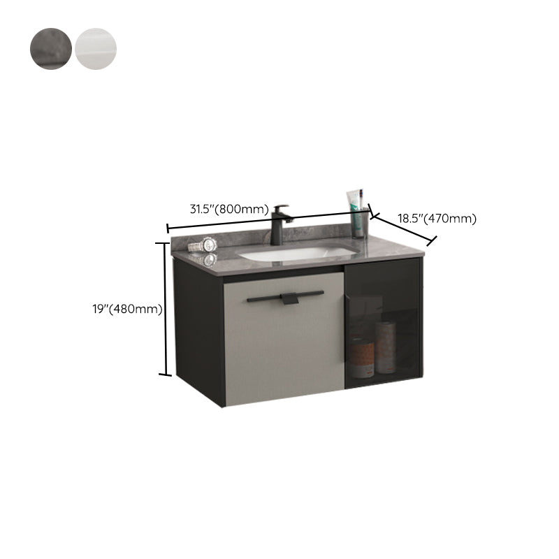 Contemporary Square Sink Cabinet Mirror Cabinet Bathroom Wall Mount Vanity Cabinet Clearhalo 'Bathroom Remodel & Bathroom Fixtures' 'Bathroom Vanities' 'bathroom_vanities' 'Home Improvement' 'home_improvement' 'home_improvement_bathroom_vanities' 6328199