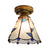 Stained Glass Cone Flush Light Tiffany 1 Light Lodge Style Flush Ceiling Light in Clear/Blue for Corridor Clear Clearhalo 'Ceiling Lights' 'Close To Ceiling Lights' 'Close to ceiling' 'Glass shade' 'Glass' 'Semi-flushmount' 'Tiffany close to ceiling' 'Tiffany' Lighting' 63281