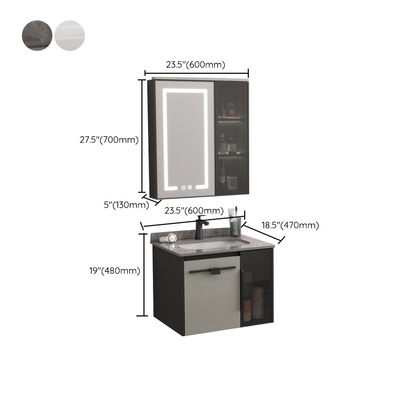 Contemporary Square Sink Cabinet Mirror Cabinet Bathroom Wall Mount Vanity Cabinet Clearhalo 'Bathroom Remodel & Bathroom Fixtures' 'Bathroom Vanities' 'bathroom_vanities' 'Home Improvement' 'home_improvement' 'home_improvement_bathroom_vanities' 6328200